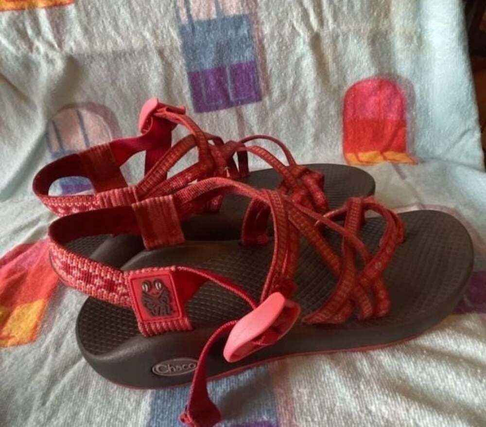 Chaco ZX/2 Women's Sandals Sz 7 Orange Red Double Strap Toe Loop Hiking Trail - Picture 4 of 5